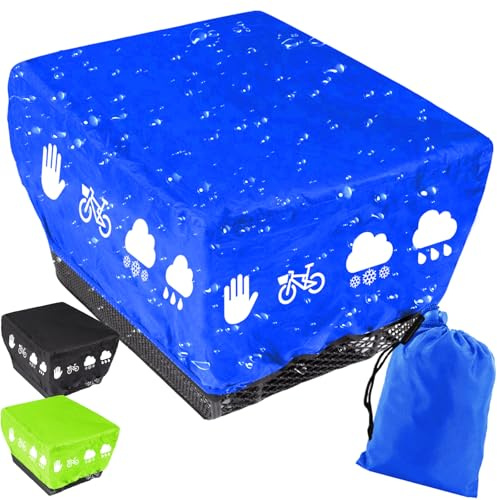 AUNGCSHE Rain Cover, Front Bicycle Basket, Rear Bicycle Basket, 46 x 32 x 20 cm, Rain Cover for Bike Basket with Reflective Stripes (Blue)