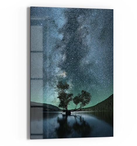 DEQORI Glasbild Echtglas | Motiv Sternenwaldträume | vertikal einteilig 60x90 cm | schöne Dekoration | Wandbild für Wohnzimmer, Schlafzimmer, Flur & Küche | moderne Wanddeko