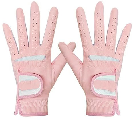 LSHIJI Golfhandschuhe Golfhandschuhe for Frauen, Dame, Mädchen, professionell, 1 Paar, Rosa, Blau, 2 Farben, Stoff, Sport, Golfspiel, Ball, Geschenk, 1 Paar Golfhandschuh(Pink 1 Pair,Size 17)