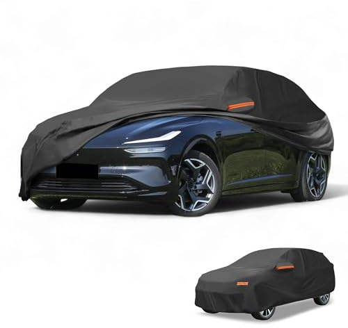 Partuto 190T-PU Universal Waterproof Car Cover for SUV 181-190in | All-Weather Universal, Right Side Zipper, Black, Durable Outdoor Protection