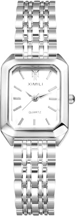 JewelryWe Orologio da Polso Quadrato da Donna: Orologio al Quarzo Analogico Elegante Orologio alla Moda con Cinturino Rimovibile