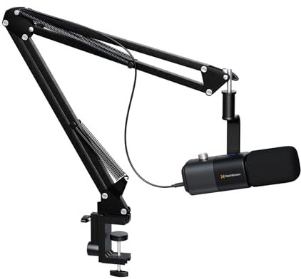 NearStream Microphone Dynamique avec Connexions USB et XLR, Détection Supercardioïde & Plug and Play &Réduction du Bruit AI&Gain Audio,Fréquence d'échantillonnage 48KHz /16Bit,SNR≥75db,SPL≥125db
