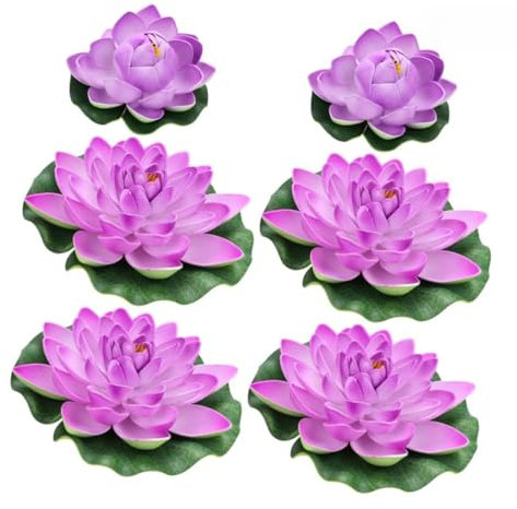 Happyyami 6 Piezas Simulación De Nenúfar Plantas Artificiales para Estanques Decoración De Estanques Flores De Flotante Artificial Uso Jardín