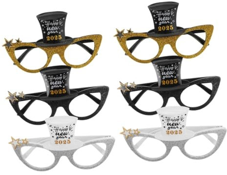 MAGICLULU 2 Sätze Neujahrsbrille Partyzubehör Partybrille Spaßbrille Brillen Für Das Neue Jahr 2025 Coole Brille, Plastikbrille Frohes Neues Jahr 2025-dekorationen STK 3 Stück * 2