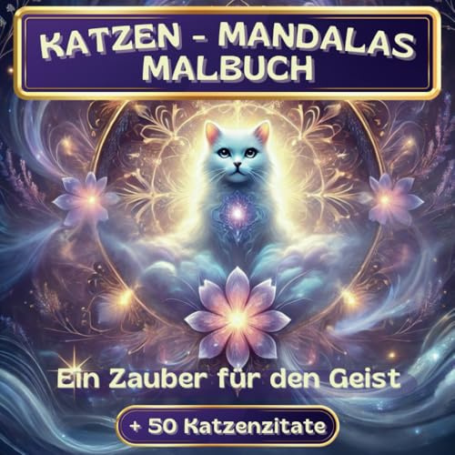 Katzen - Mandalas Malbuch, ein Zauber für den Geist + 50 Katzenzitate: Inspirierende Zitate und kunstvolle Muster, die den Geist beruhigen, die ... Verbindung zwischen Mensch und Katze feiern.