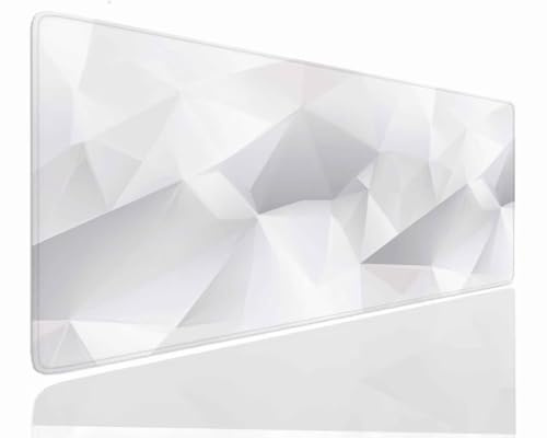 Tappetino Mouse Gaming Bianco Grande Tappetino per Mouse da Gioco XXL 900x400x4mm Tappetino Scrivania Antiscivolo Waterproof Tappeto Scrivania Mouse Mat con Bordi Cuciti per Computer PC Laptop J-1148