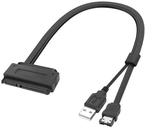 XMSJSIY Cavo adattatore per trasferimento dati SATA da 22 Pin a e-SATA con cavo USB alimentato per SATA HDD SSD da 2,5 BLU-RAY DVD CD-ROM DVD per dispositivi RW - 45 cm