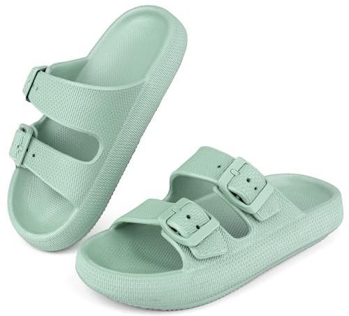 Buwege Ciabatte Da Doccia Bambino Bambin Scarpe Da Spiaggia e Piscinai Bagno Ragazzi e Ragazze Regolabile Antiscivolo Eva Pantofole Da Interno Da Esterno Sandali Verde 31 EU