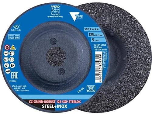 PFERD CC-GRIND-ROBUST Schleifscheibe 125x22,23 mm Speziallinie SGP STEELOX für Stahl/Edelstahl 5 Stk