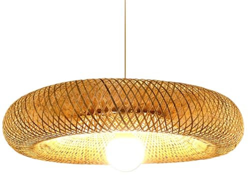 JXYDJH Lampadari A Cesto di bambù, Lampada da Soffitto Rustica per Sala da Pranzo in Isola per Cucina, Fattoria, Lampada A Sospensione in Rattan, Finitura Beige, Kit di bambù