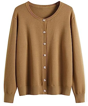 Cardigan boutonné à manches longues pour femme, cardigan tricoté décontracté ouvert sur le devant, doux et chaud, pull confortable à col rond, cardigan court classique polyvalent pour un usage