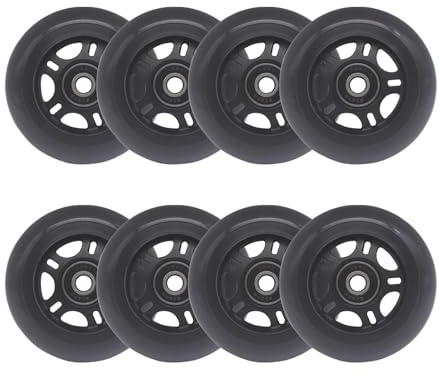 Fichanko Inline Skate Wheels, 72mm 76mm 80mm, 8 Pack with ABEC-9 Bearings, 85A Hardness for Indoor, Outdoor Skating (Black, 72mm)