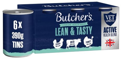 Butcher's Complete Wet Can Adult Dog Food Lean & Tasty Low Fat Pack 6x390g - Chicken, Beef & Turkey