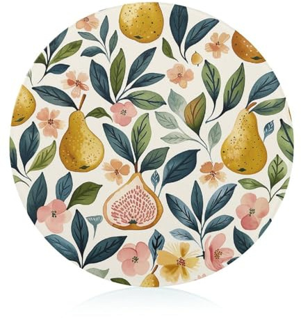 Tempered Figs And Pears Glass Cutting Board 8X8 Chopping Board with Rubber Feet, Non-slip & Heat Resistant Fruit Cutting Boards, Small Chopping Boards Gift for Kitchen/Bar/Camping/Wedding/Rvs/Travel