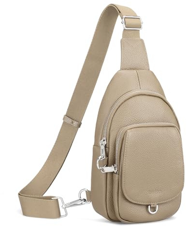 befen Echtleder Brusttasche Damen Klein, Leder Sling Bag Diebstahlsicher | Crossbody Bag Damen RFID-Blockierung Schulterrucksack Vielseitige Umhängetasche für Reisen Sport Arbeiten Einkaufen