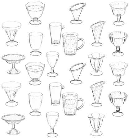 OFFSCH Mini-gobelets pour Jeu et Création de Glace ou Thé en Plastique Lot de 24 Jouet D'imitation pour Décoration de Maison de Poupée pour Garçon et Filles