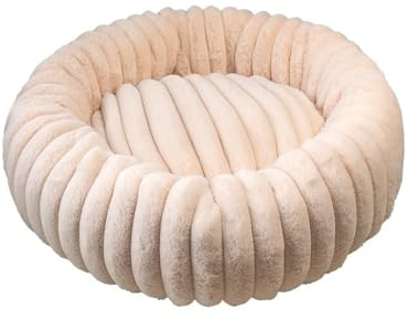 Xiyocadt Hundebett Flauschig Rund Donut Katzenbett Hundekissen Hundesofa Katzenkorb Kuscheliges Hundekorb für Kleine, Mittelgroße Katzen, Hunde und Andere Haustiere (40cm,Beige)