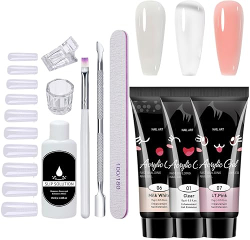 Yulokdwi Kit de Extensión de Uñas con Gel | Kit de Gel para Uñas de 10 Piezas,Productos de Belleza para Uso Diario en Casa, Bodas, Fiestas y Vacaciones de Verano
