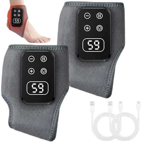 Fussmassagegerät, 2 Stück 3-In-1 Elektrische Fußmassageräte mit Wärme, Tragbares Knöchel Massagegerät, Kabelloser Foot Massager with 5 Modes & 5 Heat Levels