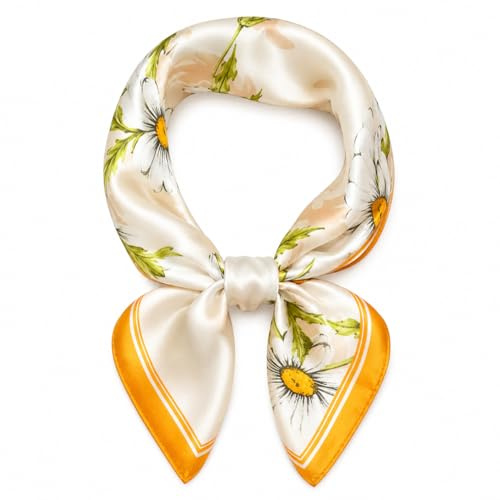 MAIRY Yellow Scarfs for Women Satin Head Scarf Like Silk Hairstyles Hair Bandana Stylish Head Wraps Neck Face Scarves Cover Hair Decoration Lightweight Sleeping Cap Soft Headscarf Square GBS07203