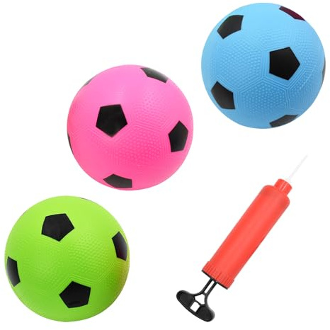 Hyacinthy 3-pack mini fotboll 15 cm liten fotboll med pump, 3-färgad uppblåsbar fotboll för barn, sommar pool strand trädgårdsboll, utomhus sport spel för barn vuxna träningsspel