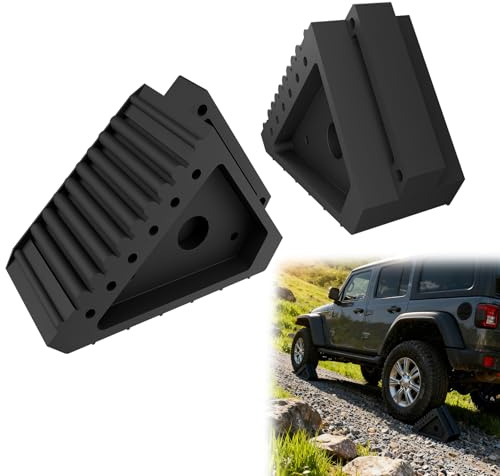 LZQ Dreieckige Gummi Unterlegkeile Auto Radstopper Bremskeile PKW Anhänger Wohnmobil, Anti-Rutsch Radkeil Wheel Chocks Radvorleger Schwerlast- Schwarz, 2 Stück