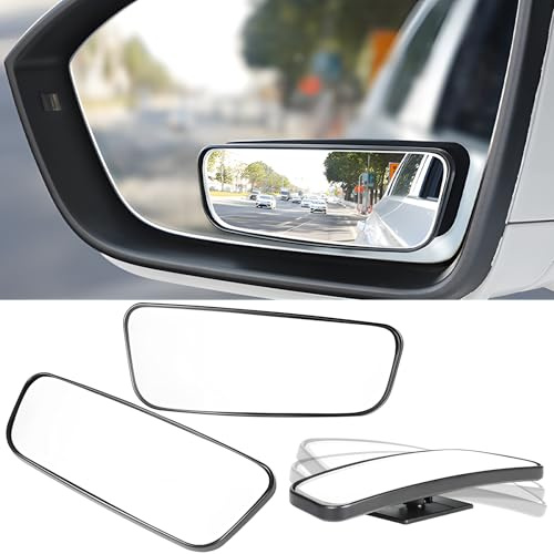 2 Stück Toter-Winkel-Spiegel für Autos, Rahmenloser Konvexer HD-Glas Rückspiegel, 360° Drehbar und Verstellbar für PKWs, LKWs, SUVs, Vans und Wohnmobile