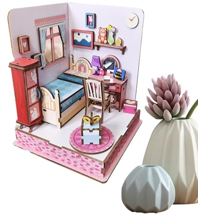Kit de Construction Maison Miniature,Kit De Puzzle 3D en Bois pour Faire Un Chambre À Bricolage - pour Créer des Pièces Miniatures | pour Adultes Cadeau Décoration Maison Soggior