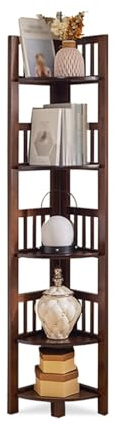 Libreria ad Angolo, Scaffale for Libri, Libreria Alta e Stretta in Legno, Adatta for Conservare Libri, Album Fotografici e Oggetti Decorativi a Casa(Color-2,26x26x149cm)