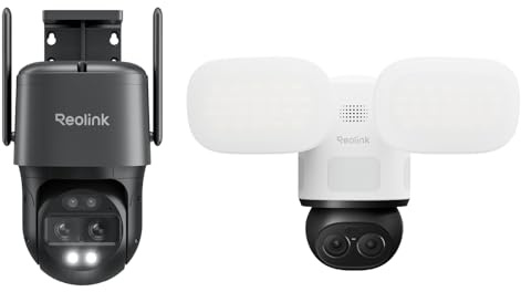 Reolink 4K 8MP Wi-Fi 6 PTZ Überwachungskamera Aussen WLAN mit Auto-Tracking-Zoom, Dual-Objektiv, Dual-Ansicht, WLAN Kamera Outdoor mit Smart-Erkennung, TrackMix WiFi Grau + TrackFlex Floodlight WiFi