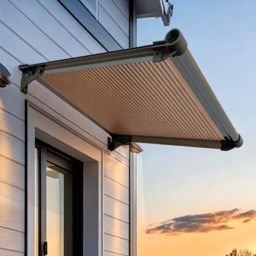Marquise Solaire Abri Banne Entrée Protection,Auvent de Porte et Fenêtres Protection Contre la Pluie,la Neige et Les UV,pour Jardin,Terrasse Ou Porche,Montage Facile (50x230cm)