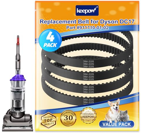 KEEPOW DC17 Replacement Belt Part 911710 01 02 Compatible with Dyson DC17 Animal Absolute Vacuum Cleaner, 4 Pack