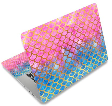 Laptop Skin Sticker Decal,12 13 13.3 14 15 15.4 15.6 inch Laptop Vinyl Skin Sticker Cover Art Protector Notebook PC (Free 2 Wrist Pad Included), Decorative Waterproof Removable, Mermaid Scales