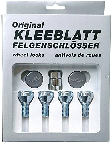 KLEEBLATT Felgenschloss M12x1,25x24mm Kegelbund 60° kompatibel mit Alfa Romeo Fiat Ford Opel 4er-Set 4x silberne Felgenschlösser Felgensicherung Radsicherung Radsicherungsschrauben Typ 923