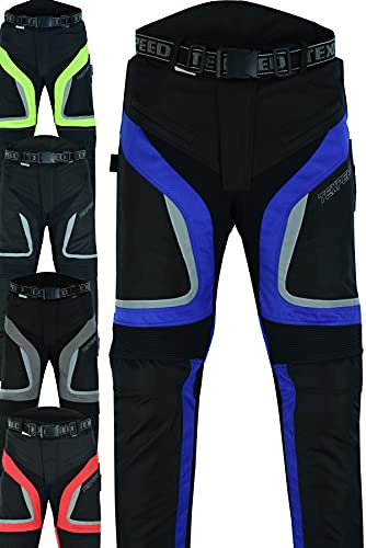 Texpeed Motorradhose Mit Protektoren Herren - Textil Wasserdicht Motorroller Motorrad Bikerin Mit Schutz Rüstung (EN 1621-1) Blau - XL Taille/Kurz Bein