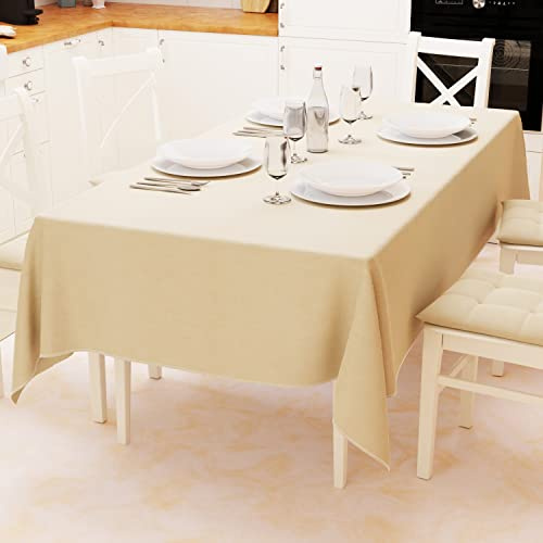 PETTI Artigiani Italiani - Tovaglia, Tovaglia da Tavola, Tovaglia Cucina in Cotone Disegno Tinta Unita Sabbia X18 Posti (140x360 cm) 100% Made in Italy