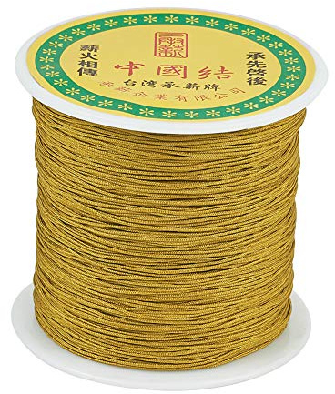 Craftdady- Cordoncino in nylon intrecciato per perline da 0,5 mm, per nodi cinesi, macramè, braccialetti fai da te, collane e gioielli, da 137 metri, colore: giallo oro