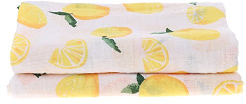Easnea Baby Wickeldecken Groß Unisex Jungen Mädchen Baumwolle Musselin Einschlagdecke Stilldecke & Spucktuch - Zitrone, wie beschrieben