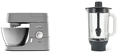 Kenwood Chef KVC3110S Küchenmaschine, 4,6 l Edelstahl Rührschüssel, Silber & Glas-Mixaufsatz KAH359GL, Zubehör für Kenwood Chef Küchenmaschinen, Anthrazit/Silber