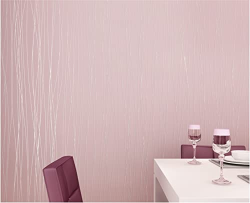 Hell-Pink Vliestapete 9,5 m x 0,53 m Streifen Tapete Modernes Design Schmucklos Tapete für Flur Wohnzimmer Schlafzimmer Büro