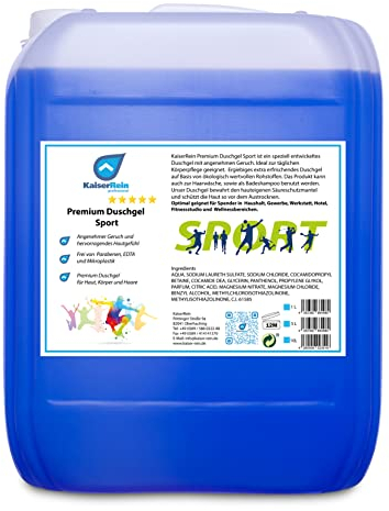 KaiserRein Premium Duschgel Sport 5 L I DERMATEST - Sehr Gut I für Herren und Damen - Angenehm duftendes Duschgel - Nachfüllbeutel für alle Spender - als Badezusatz und Shampoo geeignet