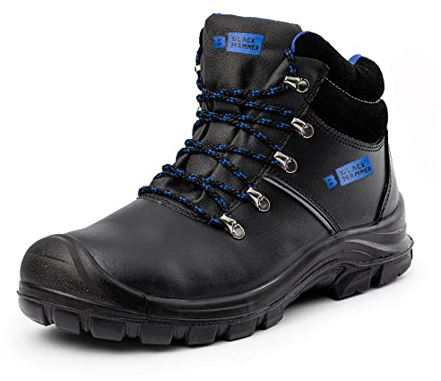 Black Hammer Mens Safety Boots Work Shoes Leather Steel Toe Cap Working Ankle Lightweight Footwear S3 SRC 8822 (8 UK)