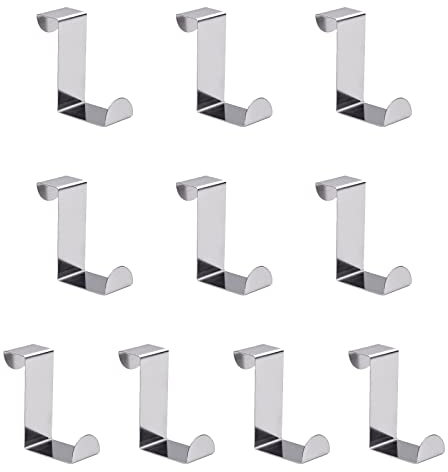 XZSomaloy 10Pcs Over Door Hooks Stainless Steel Door Hanger Z Hooks Strong Reversible Hook Hangers Coat Hooks Suitable for Bedroom Bathroom Kitchen Wardrobe
