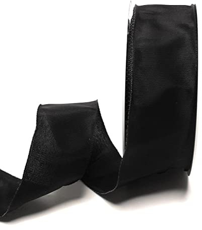 s.dekoda Schleifenband 25m x 40mm Schwarz Drahtband Geschenkband Dekoband Trauerband [2120]