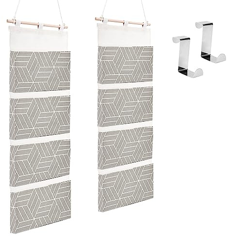 Jeesblsy Organizador Colgante para Puerta y Pared, Bolsas de Almacenamiento con 4 Bolsillos para Colgar en Cocina, Baño y Oficina, Impermeables Baldas Colgantes para Archivo Revista (2 Piezas)