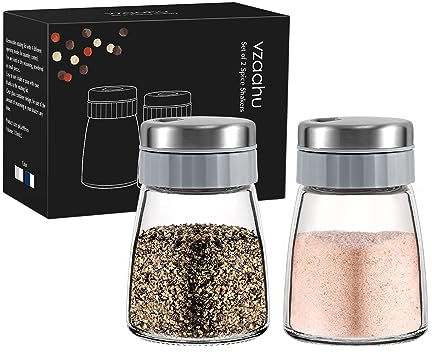 Vzaahu Salz-und Pfefferstreuer-Set,Vollständig abnehmbar,spülmaschinenfest,3 Modi,Grau