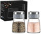 Vzaahu Salt and Pepper Shakers Set,3 Different Pour Options,Dishwasher Safe,Modern Stainless Steel and Glass Dispenser,Detachable,Grey