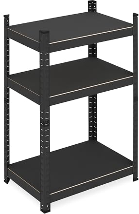 Relaxdays Schwerlastregal, HxBxT: 90x60x40 cm, 750 kg, 3 Ebenen, Stahl, Lagerregal Keller, Garage, zum Stecken, schwarz
