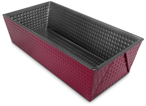 TIENDA EURASIA – Molde Plum Cake, Antiadherente, Color Burdeos, de Distintos Tamaños, Repostería y Cocina, para Hornear Pan, Pasteles y Bizcochos (25x11x7,5 cm)