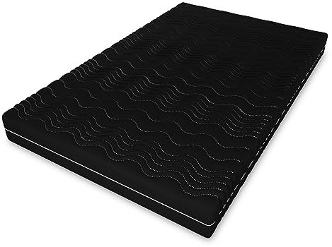Schaummatratze Olivia mit Massageschicht, 90x200 cm, Schaummatratze Höhe ca. 10 cm, Härtegrad H3, Farbe: Schwarz, Hochflexibler Schaum inkl. Bezug
